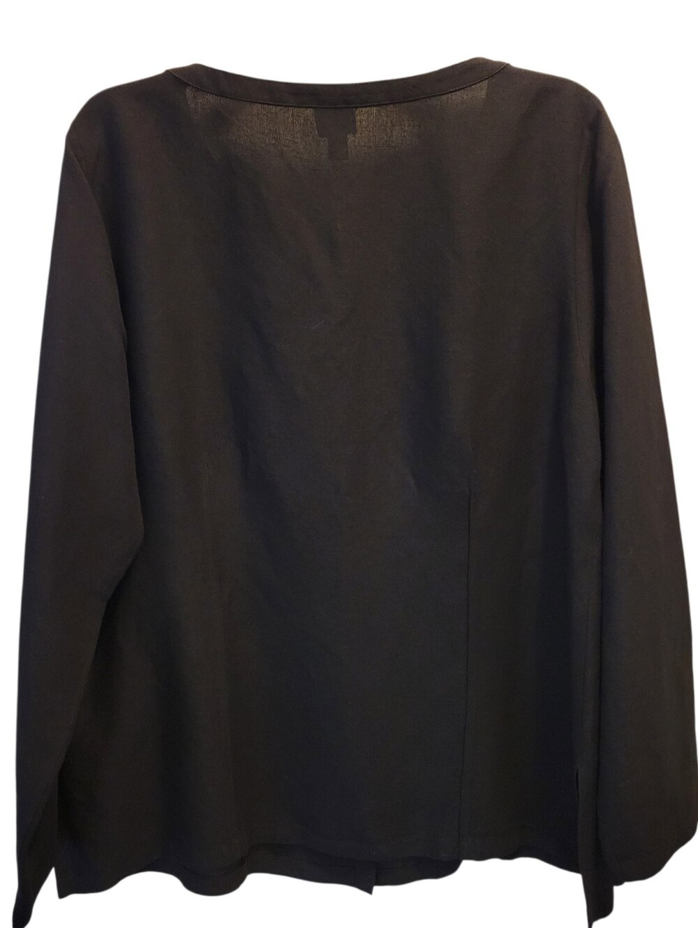 Eileen Fisher Black Button Down Shirt Linen Viscose blend Italian Fabric Large - Picture 2 of 6